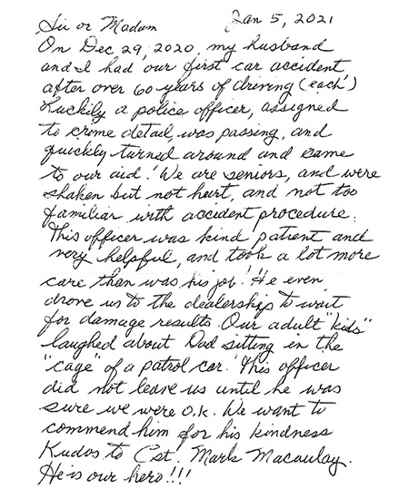 thumbnail of letter of thanks written by John and Eileen
